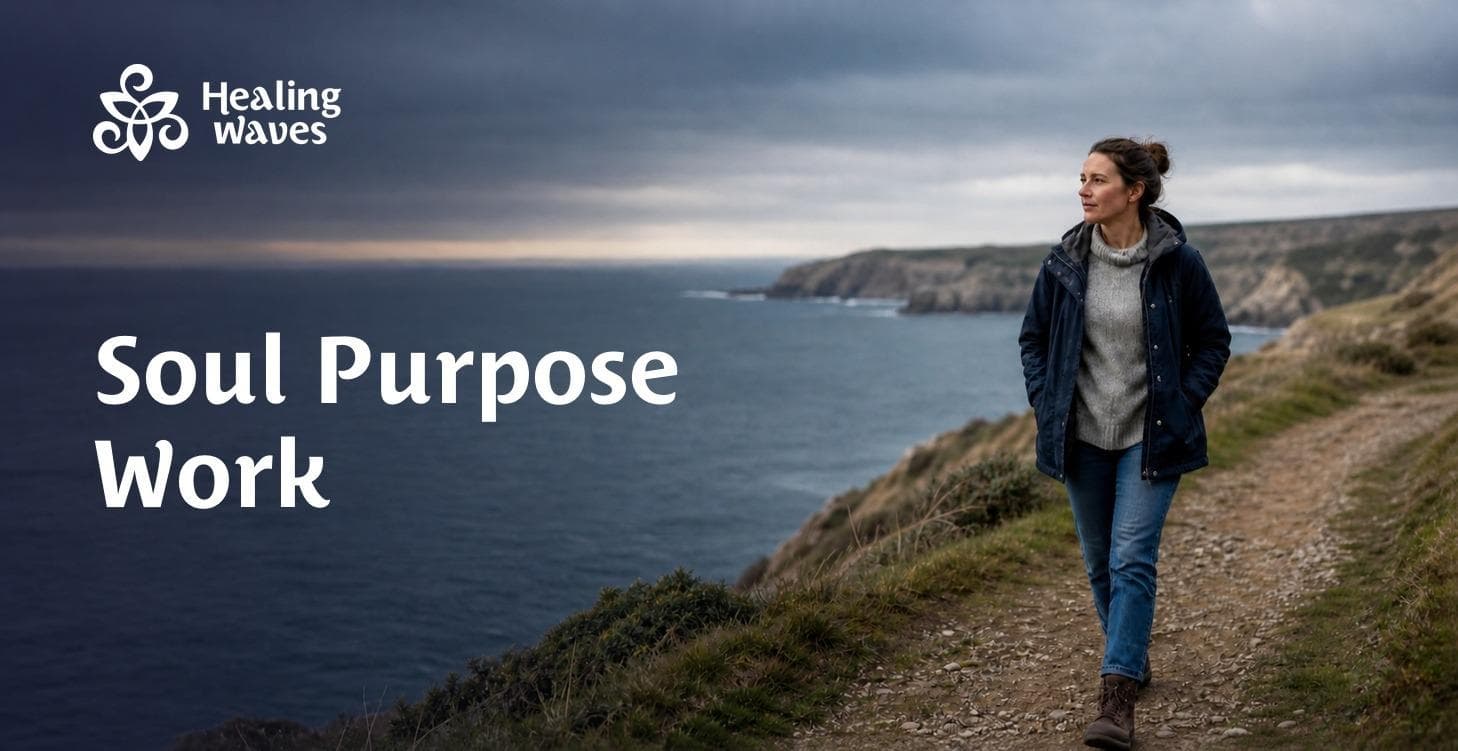 A woman walking along a coastal path beside the sea